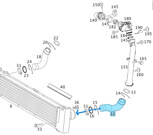Intercooler Hortumu / İnterkol Hortumu / Turbo Hortumu Sol Vito W639 Motor: OM642 OEM A6395281882