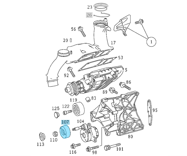 Kayış Gergi Kasnağı / Kayış Gergi Makarası Sac. E Seri W124, W210, C Seri W202, S Seri W140 Motor: M104, M111, OEM A1042001070