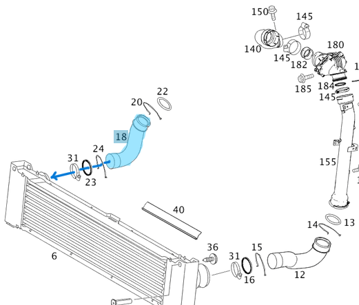 Intercooler Hortumu / İnterkol Hortumu / Turbo Hortumu Sağ Vito W639 Motor: OM642 OEM A6395281982