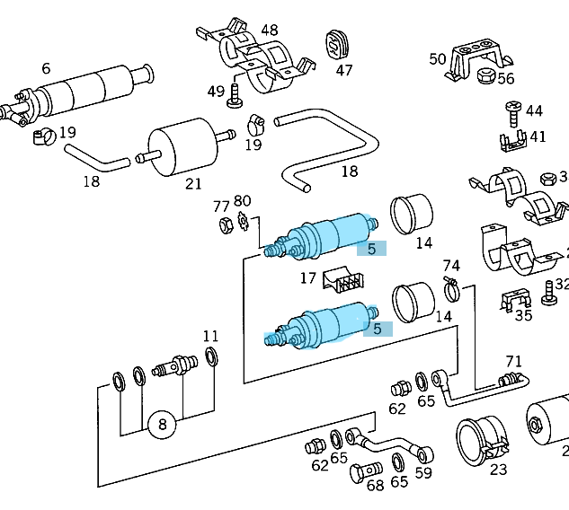 Benzin Pompası (Depo Dışı) M102, M111  W124, W201, W202 (0580254911) İnce Düz OEM A0030915301, A0020918901, A0020918801