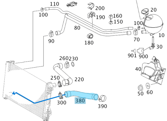 Radyatör Hortumu Alt Sağ Vito W639 Motor: OM646, OEM A6395017882, A6395013882