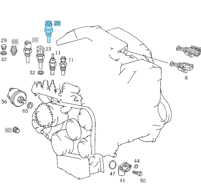 Hararet Müşürü / Fan Müşürü Çift Fiş 30'C-120'C E Seri W124, C Seri W202, Sprinter W901-W904 Motor: M104, M111, OM601, OM602, OM604, OM605 OEM A0095423517
