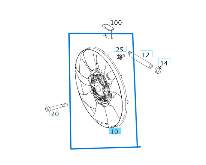 Fan Termiği Pervaneli SPRINTER W906, W907 VITO W639 OM642 OEM  A0002007323
