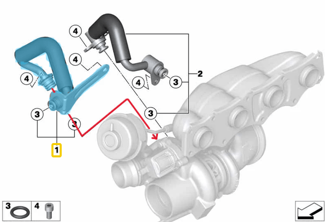 Turbo Soğutma Borusu / Turbo Soğutma Suyu Giriş Borusu BMW 1 Seri F20, 2 Seri F22, 3 Seri F30, F31, F34, 4 Seri F32, F36, 5 Seri F07, F10, F11, X1 E84, X3 F25, X4 F26, X5 F15, Motor: N20 OEM 11538663516, 11538626654, 11537588935