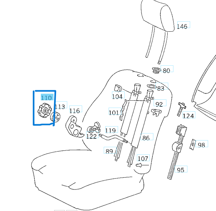 Koltuk Ayar Bakaliti W124, W126, VITO W638 OEM A1249180026