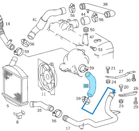 Intercooler Hortumu / İnterkol Hortumu / Turbo Hortumu Alt Vito W638 Motor: OM601 OEM A6385282682, A6385281182
