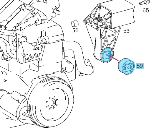 Motor Kulağı / Motor Takozu Arkadaki Vito W638 Motor: OM611, OEM A6382420313, A6382420213