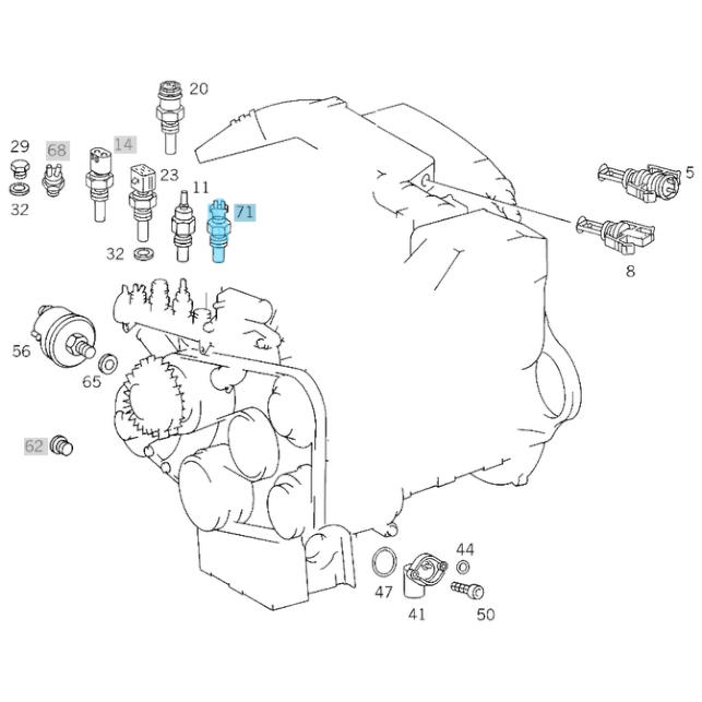 Hararet Müşürü / Klima Müşürü Çiftli Mavi 130'C  E Seri W124, W210, C Seri W201, W202, S Seri W140, Vito W638, Motor: M102, M103, M104, M111, M116, M117, M119, OM601-OM603, OM604-OM606, OEM A0085424517