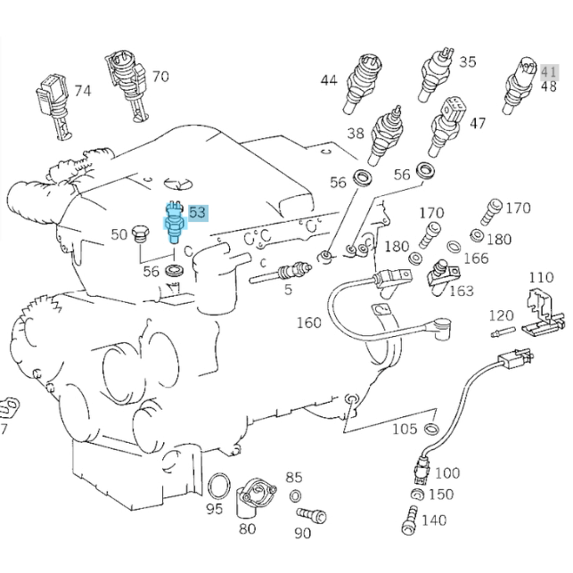 Hararet Müşürü / Klima Müşürü Çiftli Mavi 130'C  E Seri W124, W210, C Seri W201, W202, S Seri W140, Motor: M102, M103, M104, M111, M116, M117, M119, OM601-OM603, OM604-OM606, OEM A0085424517(Kopya)