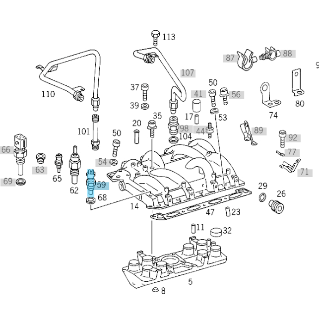 Hararet Müşürü / Klima Müşürü Çiftli Mavi 130'C  E Seri W124, W210, C Seri W201, W202, S Seri W140, Motor: M102, M103, M104, M111, M116, M117, M119, OM601-OM603, OM604-OM606, OEM A0085424517