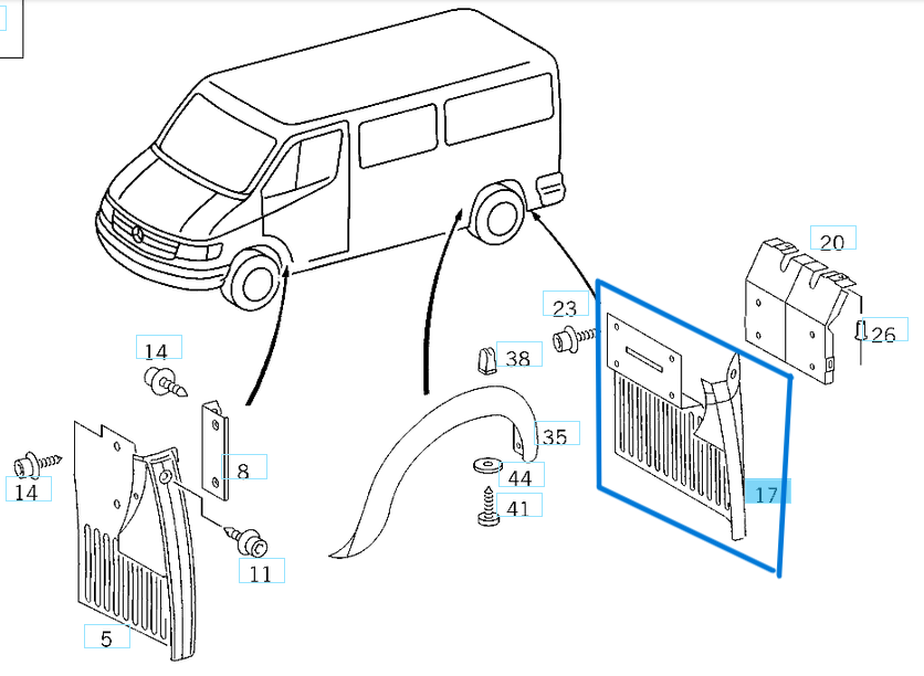 Paçalık Arka Sol SPRINTER W904 OEM A9048820105
