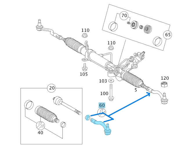 Rot Başı Sağ Vito W639 OEM A6394600748, A6394600548, A6394600348