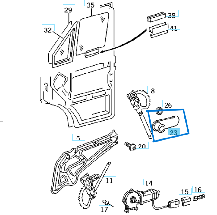 Cam Açma Kolu SPRINTER W901, W902, W903, W904 00-06 OEM A9017600402, 9017600302
