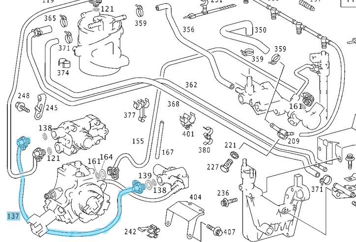 Mazot Ara Hortumu Vito W638,  OM611 OEM A6110702132