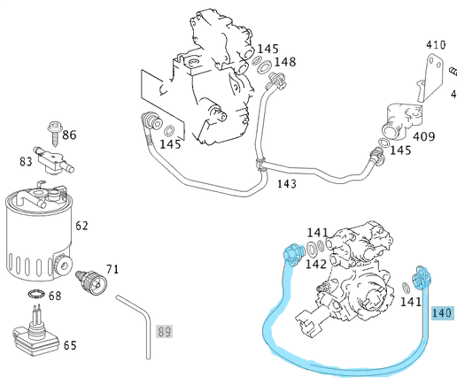 Mazot Ara Hortumu, Vito W638, Sprinter W901, W902, W903, W904, OM611 OEM A6110701932
