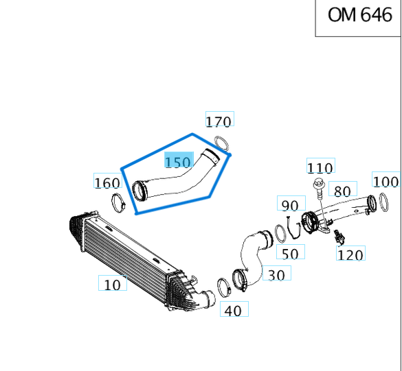 Intercooler Hortumu (Turbo) Sağ W204 OM646 OEM  A2045281882