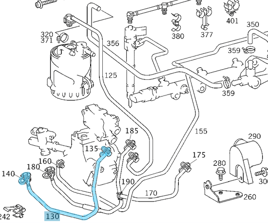 Mazot Ara Hortumu, Vito W638, Sprinter W901, W902, W903, W904, OM611 OEM A6110706832