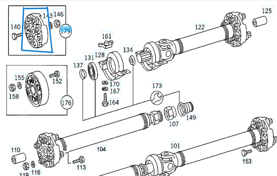 Şaft Köselesi Ön Büyük Tek GAD141 W124, W201 OEM A1244110415