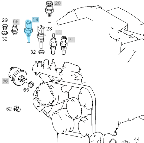 Hararet Müşürü / Fan Müşürü  E Seri W210, W211, W212, C Seri W203, W204, Vito W639, Sprinter W903, W904, W906, Motor: M104, M111, M116, M119, OM602, OM604, OM605, OM606, OM611, OM612, OM642, OM646, OM651,  OEM A0051536328, A0005426218, A0051532328