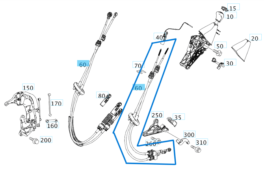 Vites Kumanda Teli 6 İleri Manuel Şanzıman Sprinter W906, VW Crafter GD8 OEM A9062600551, 2E1321308