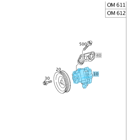 Direksiyon Pompası C Seri W203, Motor: OM611, OM612  OEM A0024669301, A0024669401, A0044661301
