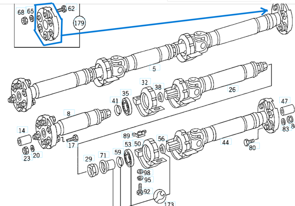 Şaft Köselesi (Kaplini) W124-201-202-210 Arka Büyük Tek GN129 OEM A1244110615
