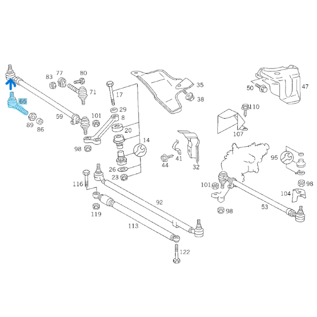 Rot Başı Sağ İç Kısa E Seri W124 OEM A0003385110