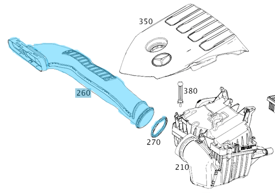 Hava Filtre Giriş Hortumu / Hava Emiş Borusu A Seri W117,  CLA W118, Motor: OM654 OEM A6540941997, 6540941997