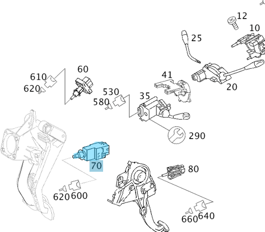 Fren Müşürü / Stop Lamba Müşürü A Seri W169, B Seri W245, E Seri W211, Sprinter W906, Vito W639, OEM A0015456709, A0015454409