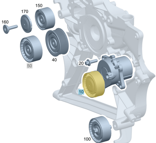 Kayış Gergi Makarası Gergi Kütüğünde / Kayış Gergi Kasnağı Motor: OM651 OEM A6512001870, A6512001270