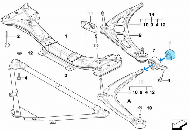 Salıncak Burcu / Salıncak Fişeği Ön Alt 66mm BMW 3 Seri E46 OEM 31126755432