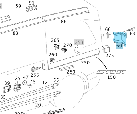 Stop Alt Bakaliti Sağ / Menteşe Kapağı Sağ Vito W639 OEM A6396940825