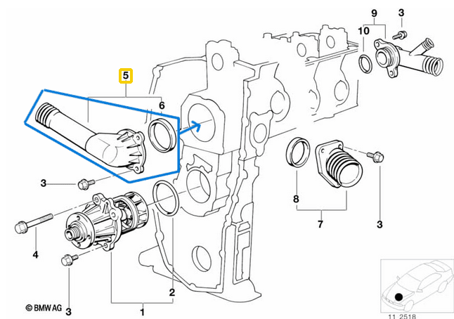 Termostat 95'C BMW E36, E34 M43, M42 OEM 11531739752, 11531432881, 11531743544, 11531247125, 11531739755