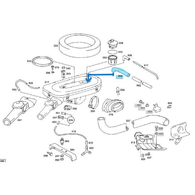 Pipo Hortumu / Yağ Buhar Hortumu Yassı W115, W123 Motor: M115 OEM A1150180082