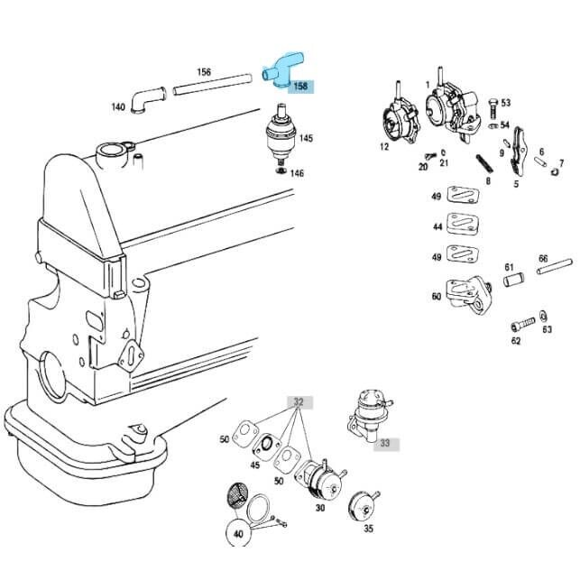 Pipo Hortumu / Yağ Buhar Hortumu Çatal W115, W123 Motor: M115 OEM A1150160081