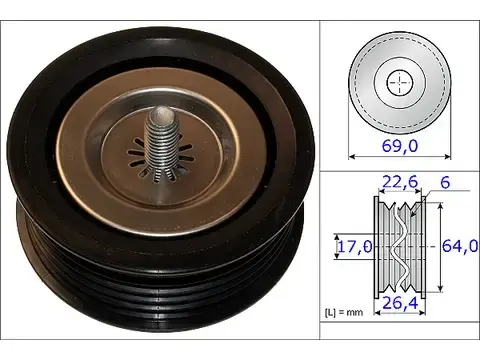 Kayış Gergi Makarası / Kayış Gergi Kasnağı Kanllı Sprinter W906, Vito W639, Motor: OM651,  OEM A6512000670