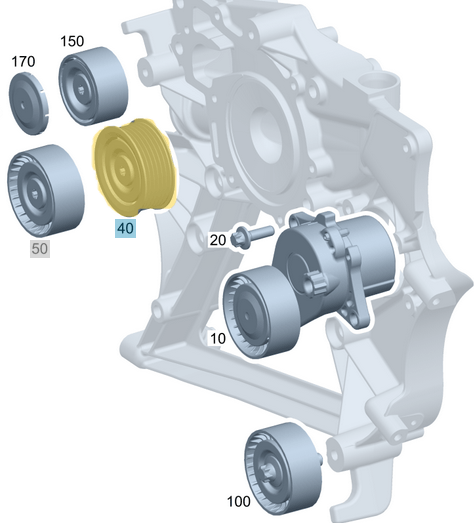 Kayış Gergi Makarası / Kayış Gergi Kasnağı Kanllı Sprinter W906, Vito W639, Motor: OM651,  OEM A6512000670