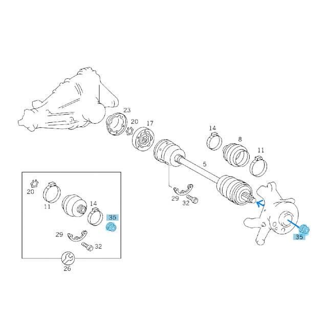 Aks Somunu / Porya Somunu Arka A Seri W168, E Seri W124, W210, C Seri W201, W202, W203, CLK W208, W209, SLK W170, W171, OEM A0019903850