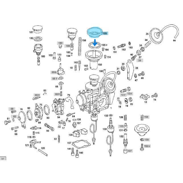 Karbüratör Diyaframı Siyah W115, W123, W201, W124 Motor: M115, M102 OEM A0000710826
