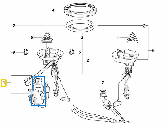 Depo Yakıt Pompası BMW 5 Seri E39 M47, M51, M57 OEM 16141183178