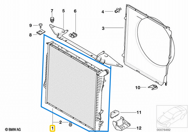 Motor Su Radyatörü BMW E53 Kasa X5 M54, M57 OEM 17117544669, 17111439104
