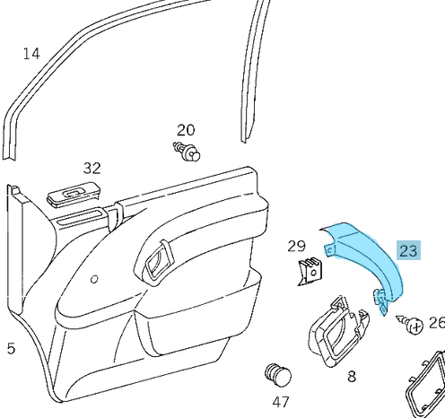 Kapı Açma Kol Tutamağı Sol İç / Kapı Kol Tutamağı Sol İç / Kapı Çekme Kolu Vito W638 OEM A6387270480, A6387270288