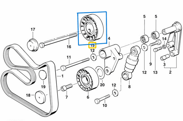 Kayış Gergi Makarası (Kasnağı) BMW E36, E39, E46, E53 M42, M43, M50, M52 OEM 11287841228, 11281748130, 11281738605