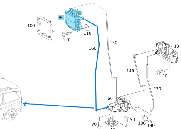 Kapı Açma Kolu Arka İç / Arka Sağ Kapı Açma Kolu Vito W639 OEM A6397600161