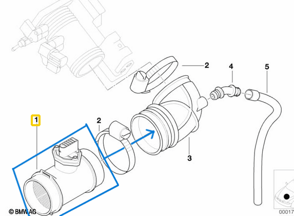 Hava Akışmetre (Debimetre) BMW 3 Seri E36, E46, 7 Seri E38 M43, M67 OEM 13621433565