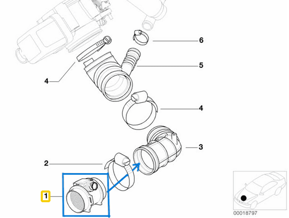 Hava Akışmetre (Debimetre) BMW 3 Seri E36, E46, 5 Seri E39, 7 Seri E38 M43, M67 OEM 13621433565