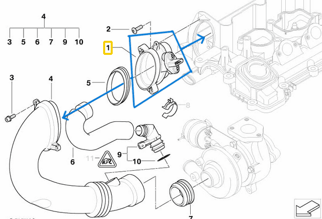 Hava Akışmetre (Debimetre) BMW 3 Seri E46, 5 Seri E39, 7 Seri E38 M47, M57, M47N  OEM 13622247074, 13627787076, 13712247002