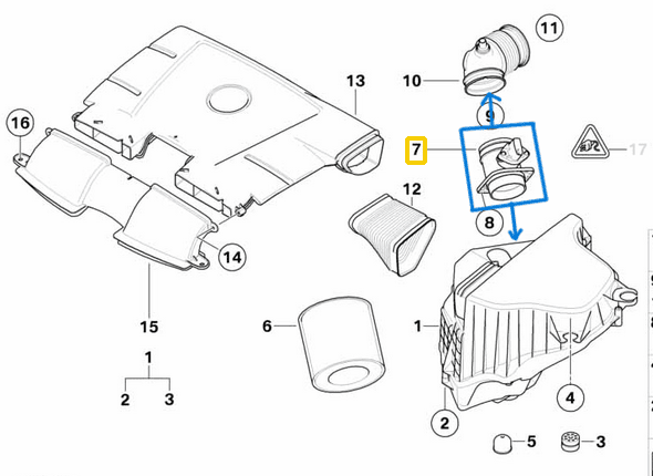Hava Akışmetre (Debimetre) BMW 1 Seri E87, 3 Seri E46, E90  N40, N42, N43, N45, N46 OEM 13627566986, 13621438687