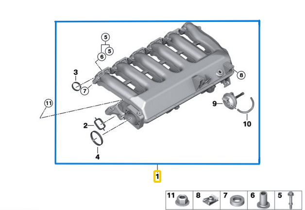 Emme Manifold BMW X5 Seri E53, E70, 5 Seri E60, X6 Seri E71, X3 Seri E83, 3 Seri E90, E93 M57N, M57N2 OEM 11617800585, 11617790701