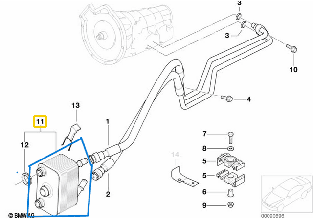 Yağ Radyatörü Otomatik Şanzıman BMW X5 E53 M54, M57, M57N, M62, M57N OEM  17207500754, 17101439112